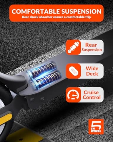 5TH WHEEL V30PRO Electric Scooter, 10" Solid Tires, 350W Motor & 18 MPH, 19.9 Miles Range E-Scooter with E-Lock, Dual Brakes and Suspension, Foldable Adults Commuter Scooter with Turn Signals and APP - Image 6