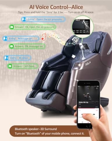 RELX 2025 Massage Chair Full Body, Zero Gravity SL-Track Shiatsu Massage Chair Built-in Heat System, Airbag Massage, with Body Scan, Deep Yoga Stretch, Calfrest Extension and AI Control(Brown) - Image 8