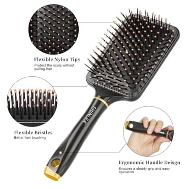 SHINLEA Paddle Brush for Blow Drying, Detangling Brush for Curling Straight Thick Thin Wet and Dry Hair, Soft Nylon Bristle, Hairbrush for Women Men Kids - Image 2
