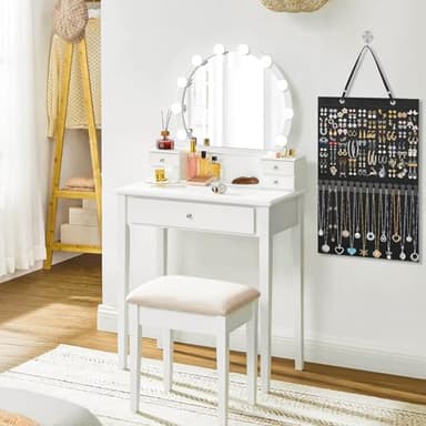 Caffox Hanging Jewelry Holder, Large Earrings Necklaces Organizer Storage for Earrings, Necklaces, Bracelets, Enamel Pins and Ankles, Jewelry Display Storage Hanger for Wall, Closet and Door - Image 7