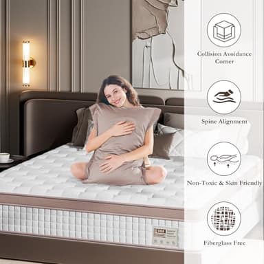 FP FLEXPEDIC Mattress Queen Size 12 inch - Premium Hybrid Mattress in a Box with Back & Lumbar Support, 200 Night Trial, Individual Pocket Spring Bed for Motion Isolation, Fiberglass-Free - Image 3