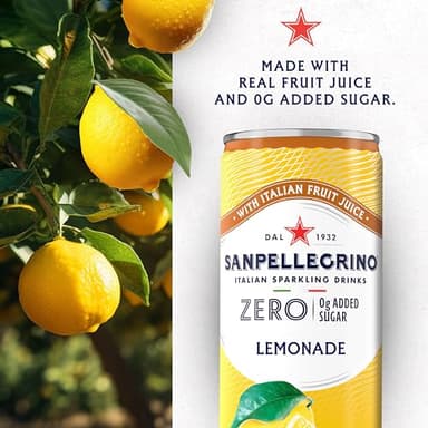 Sanpellegrino Zero Grams Added Sugar Lemonade Italian Sparkling Drink, 24-Pack Of 11.15 Fl Oz Cans, Sanpellegrino Italian Sparkling Drinks, Low-Calorie Sparkling Juice Beverages - Image 4