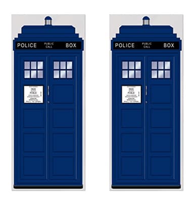 Beistle Plastic Blue Police Call Box Door Covers, 6' x 30", Set of 2 - British Themed Party Supplies, Crime Scene Decorations, Law Enforcement Policeman Wall Prop - Image 1