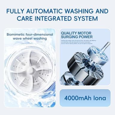 Portable Washing Machine, 2025 Upgraded Mini Washer, 4000mAh Rechargeable Cordless Washing-Machine, Deep Cleaning Underwear Small Clothes,Suitable for Solo Living, Travel, Apartment, Hotel and camping - Image 3