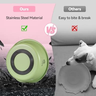 Stainless Steel Metal Dog Bowl Set of 2, Animire Nonslip Dog Water and Food Bowl, Easy to Clean, Each Holds 3.8 Cup - Image 7