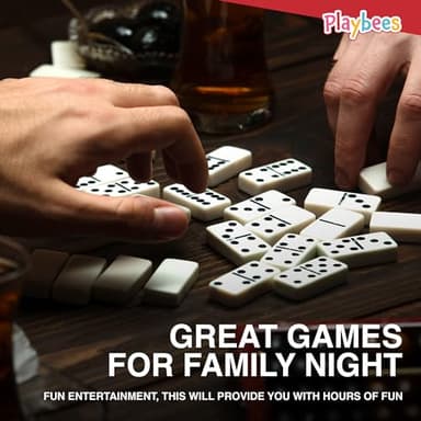 Playbees Jumbo Double Six Dominoes Set - 28 White Classic Tiles in Faux Leather Case - Fun Educational Toy for Kids, Boys, Girls, Classroom Kit, Classic Game Night Party Favors Set, Travel-Friendly - Image 8