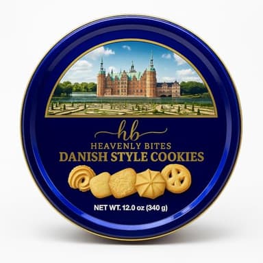 Heavenly Bites Danish Style Butter Cookies in Metal Tin 12 Ounce - Image 1