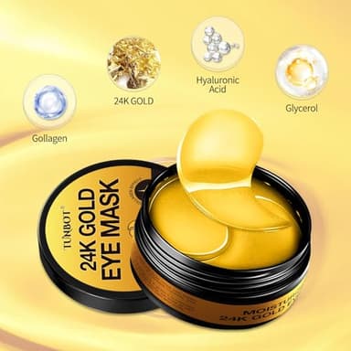 Tunbot Eye Mask - 60 Pieces - 24k Gold Eye Mask - Anti-Aging - Contains Collagen & Hyaluronic Acid - Removes Dark Circles, Puffiness & Wrinkles, Moisturizes - Home Skin Care - Image 4