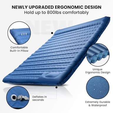 Double Sleeping Pad, 4.7“ Ultra-Thick Camping Mattress 2 Person for Backpacking, Hiking(Blue) - Image 6
