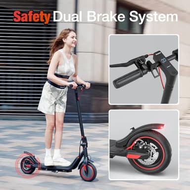 iScooter Electric Scooter for Adults & Teens, 500W Motor, Up to 15 Miles Range, 19 MPH Top Speed, Cruise Control, Dual Braking System, Foldable E-Scooter for Commuting & Campus Use - Image 4