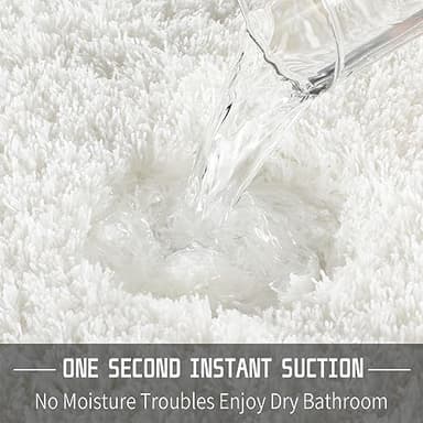 Yimobra Bathroom Rugs Non Slip Washable 36x24, Ultra Soft and Water Absorbent Bath Mats, Plush Fluffy Shower Mat Outside, Luxury Microfiber Thick Carpet Matts for Bathroom Floor/Tub, Off White - Image 5