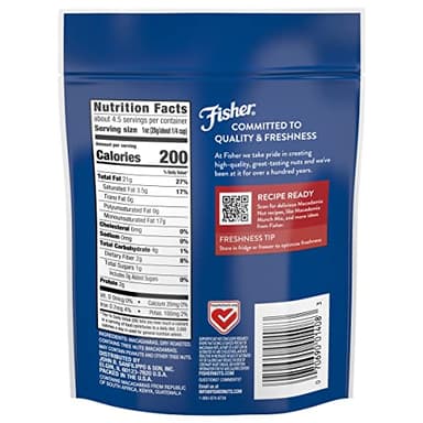 Fisher Chopped Macadamia Nuts, 4.44 oz Raw Shelled Unsalted Nuts for Cooking, Baking, or Snacking, Healthy Snacks for Adults, Resealable Bag, Naturally Gluten Free, Vegan, Keto, Plant Based Protein - Image 2