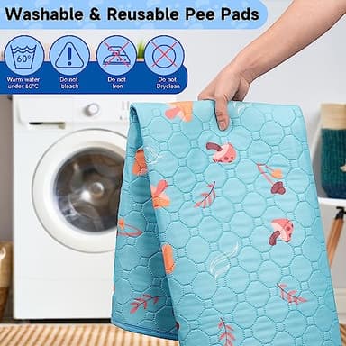 Sunheir 2 Pack Washable Pee Pads for Dogs, 34'' x 30'' Extra Large Super Absorbent Reusable Puppy Training Pads - 100% Waterproof, Non-Slip, Whelping Pads with Puppy Playpen, Incontinence, Potty - Image 4
