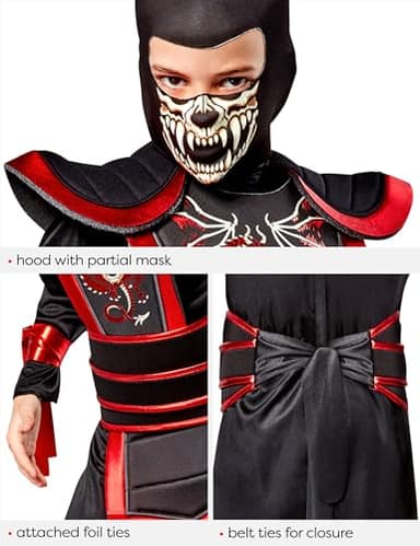 Rubies Ninja Light Warrior Glow In The Dark Costume Jumpsuit and Hood for Kids Boys, Small for Themed Parties and Halloween - Image 4