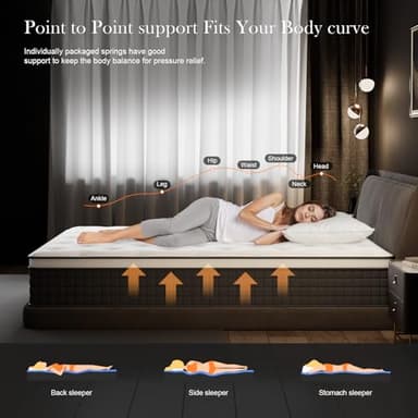 PECHINOU Full Size Mattress 10 Inch Full Mattress in a Box,Hybrid Gel Memory Foam and Individual Pocket Springs, Soft and Comfort,Pressure Relief, Medium Firm CertiPUR-US Certified - Image 5