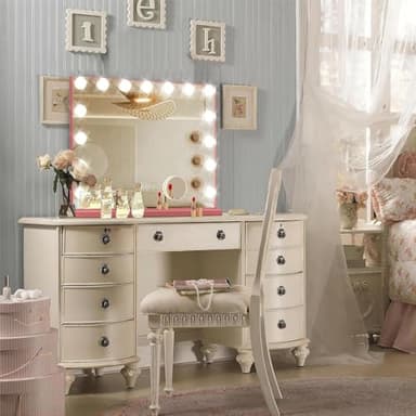 Ratsamee Pink Hollywood Vanity Mirror with Lights, 15 Dimmable Bulbs, 3 Color Lights,Make Up Lighted Mirror, Aluminum Metal Frame, USB Charging Port（23" x 18"） - Image 2