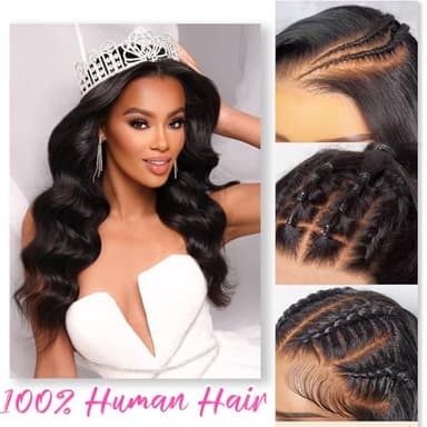 YUNXING 28 Inch 13x6 Lace Front Wigs Human Hair 200% Density Body Wave Lace Front Wigs Human Hair Pre Plucked Glueless Wigs Human Hair For Women HD Lace Frontal Wig Human Hair With Baby Hair - Image 4