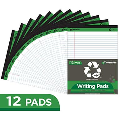 KAISA White Legal Pads 12pads Writing Pads Recycled Paper, 8.5"x11.75" Wide Ruled Perforated 50 sheets Hard Back Notepads 8-1/2"x 11-3/4" Writing Tablet Canary For Office Supplies (Pack of 12pc) KSU-5293 - Image 2