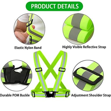 Reflective Vest, Reflective Glow Belt with 2Pack Reflector Armbands, Adjustable Elastic Safety Vest Outdoor Reflective Belt High Visibility, Ultralight & Comfy for Running, Jogging, Walking, Cycling, - Image 5