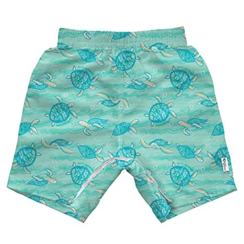 green sprouts i Play Easy-Change Eco Swim Trunks, UPF 50+, Standard 100 by Oeko-TEX® Certified, No AZO Dyes, Seafoam Hawksbill Turtle - 24mo - Image 1