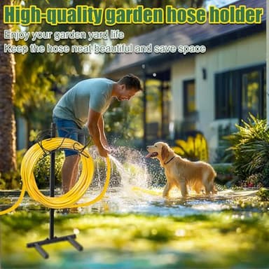 ULIOK Garden Hose Holder Freestanding, Water Hose Holders for Outside with Sturdy 4 Spikes, Hose Reel Holds 150-feet Hose, Hose Hanger Hose Storage for Yard, Lawn, Farm - Image 5