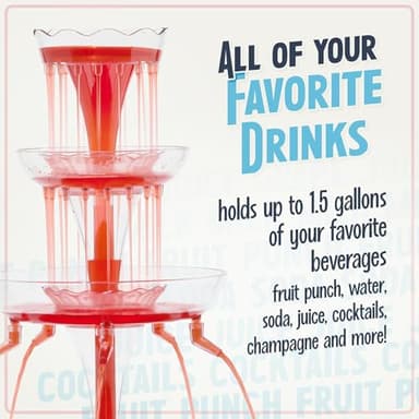 Nostalgia Countertop Retro Lighted Party Beverage Fountain – 1.5 Gallon Capacity, 3-Tiered Cascading Tower with LED Base - Perfect for Punch, Juice, Wine, Champagne & More - Image 6