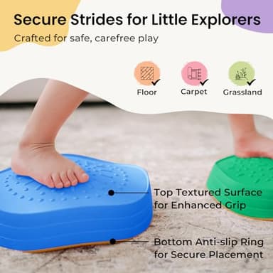 Tiny Land Stepping Stones for Kids, 5pcs Non-Slip Toddler Stepping Stones, Sensory Stepping Stones for Promoting Toddler's Balance & Coordination Skills, Stepping Stones for Toddlers 3-5, Iridescent - Image 3