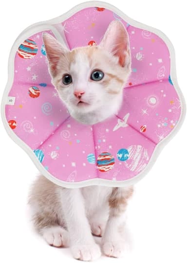 Johoxton Cat Cone Cat Cone Collar Soft Cat Recovery Collar After Surgery Cat Cones to Stop Licking Cat Donut Collar E Collar for Cats Puppy Dog (S, Pink - Image 2