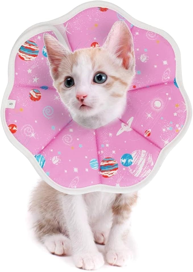 Johoxton Cat Cone Cat Cone Collar Soft Cat Recovery Collar After Surgery Cat Cones to Stop Licking Cat Donut Collar E Collar for Cats Puppy Dog (S, Pink - Image 1