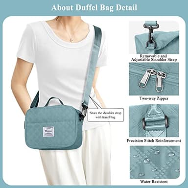 SYCNB Travel Duffel Bag for Women, Gym/Weekender/Carry-On Bags with Toiletry Bag & Adjustable Strap,Personal Item Bags - Image 7