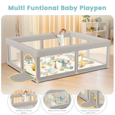 Baby Playpen with Mat 50x50 Inch, Play Pen for Babies and Toddlers with Gate, Baby Fence Sturdy Safety Playpen, Indoor & Outdoor Kids Activity Center - Image 5