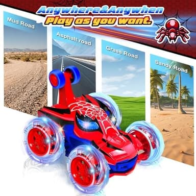 Kids Toys Spider RC Car for Boys 4-7 - Cool Spider Monster Remote Control Crawler Toy 360° Flip Fast Stunt & 4WD Light Up Wheel - Fun Boy Gift Idea for Birthday Chirstmas Stuff Age 3 4 5 6 7 8 - Image 8