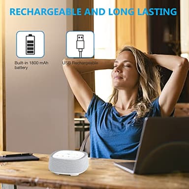 Rechargeable White Noise Machine with 28 Smoothing Sounds, Portable Sound Machine for Baby Kids Adult Sleeping, Auto-Off Timer, 32 levles of Volume Noise Machine Therapy for Home, Office, Travel - Image 2