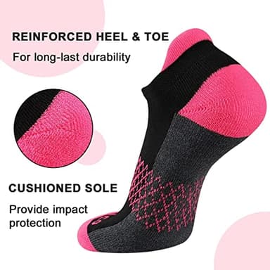 eallco Womens Ankle Socks 6 Pairs Running Athletic Cushioned Sole Socks With Tab - Image 4