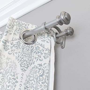 Decopolitan Urn Telescoping Double Drapery Rod Set, 36-72", Antique Silver - Image 4