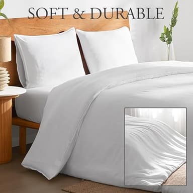 DAPU 100% Linen Duvet Cover Set - Pure Natural French Flax Linen with Multiple Corner Ties and Zipper Closure Soft Breathable Durable for Hot Sleepers 1 Duvet Cover 2 Pillowcases (White, King) - Image 3