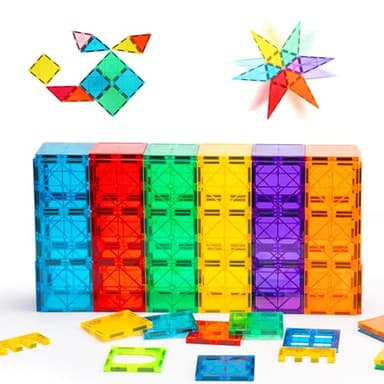 Gemmicc Magnetic Tiles, Deluxe 136 PCS Building Blocks Magnet Toys for Kids,3D Magnet Puzzles Stacking Blocks for Boys Girls,Huge Set with 2 Cars - Image 7