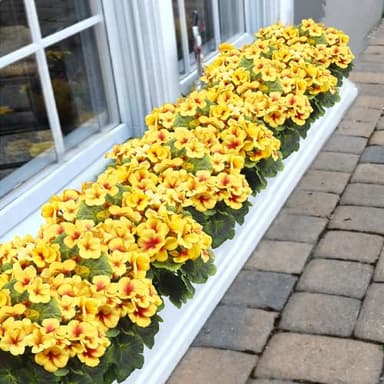 FAICOIA 2 Pcs Artificial Geraniums for Outdoor Silk Geranium Flowers Yellow Artificial Geranium Bush Faux Flowers Geraniums Branch for Garden Patio Grave Cemetary Vase Table Centerpiece Indoor Decor - Image 4