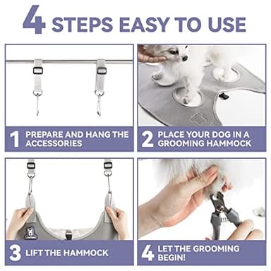 Loflaze Dog Grooming Hammock Harness for Dogs & Cats with Pet Nail Clipper Trimmer - Cat Hanger Sling for Trimming Clipping Nails- Dog Hammock Restraint Bag for Small Medium Large pet （ Grey XS） - Image 7