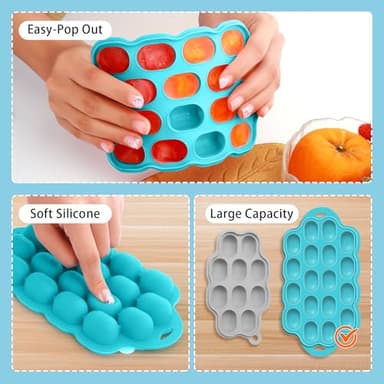 Tohecu Silicone Baby Food Teether Feeder with Breastmilk Popsicle Molds Combo, BPA Free Fruit Food Feeder Pacifier, Teething Popsicle for Baby 4m+, 3 Sizes Food Pouches Included - Image 5