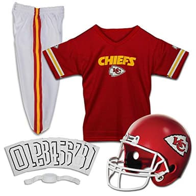 Franklin Sports Kansas City Chiefs Kids Football Uniform Set - NFL Youth Football Costume for Boys & Girls - Set Includes Helmet, Jersey & Pants - Small - Image 1