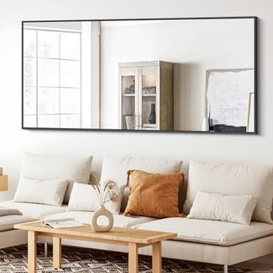 BONEWEI Bathroom Mirror,30x60 inch Large Wall Mirror for Bathroom Wall Mounted Black Rectangle Corner Mirrors,Black Bathroom Mirror for Living Room,Farmhouse,Bedroom Entryway,Horizontal/Vertical - Image 3