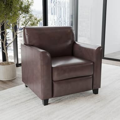 Flash Furniture Hercules Diplomat Series LeatherSoft Upholstered Side Reception Chair, Lobby Chair with Cushions and Flared Arms, Brown - Image 2