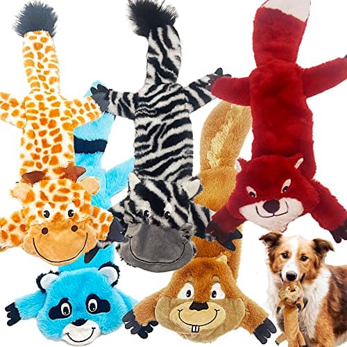 Jalousie 5 Pack Stuffingless Dog Squeaky Toys Dog Toy w/Durable Liner No Stuffing Dog Toy - Dog Toys Crinkle Paper Squeaker Toy for Medium Large Dogs (5 Pack - Large - Premium Furrrr) - Image 1