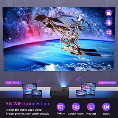 Projector with 5G WiFi and Bluetooth, Native 1080P Projector[Projector Screen Included], Full HD 18000LM Movie Projector, 300" Display Support 4k Home Theater, Compatible with Phone/Laptop/TV Stick - Image 4