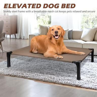 Heeyoo Elevated Dog Bed, Cooling Raised Pet Cot with Chew Proof Washable Breathable Mesh and Metal Frame, Portable Dog Cot Bed with No-Slip Feet for Outdoor or Indoor Use - Image 6