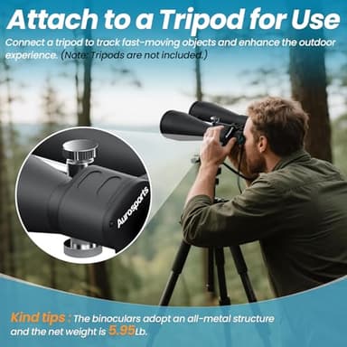 20x80 Binoculars for Adults High Powered - Aurosports 80mm Large Aperture Binocular with Clear Low Light Vision - Long Range Binoculars for Bird Watching Stargazing Hunting Outdoor - Image 7