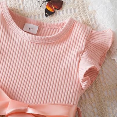 Nileafes Toddler Baby Girl Party Dress Floral Tutu Ruffle Sleeve Princess Cake Smash Photo Shoot Dresses Size 1Y (6-12 Months, 121-Pink) - Image 4