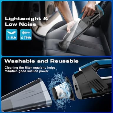 Car Vacuum - Portable Vacuum Cleaner with 16.4ft Cord, Bag, LED Light & Attachments - DC 12V High Power Small Vacuum, Car Accessories - Image 2