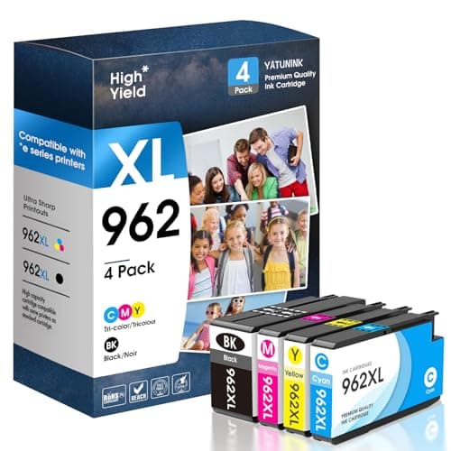 YATUNINK 962XL Ink Cartridges Combo Pack Compatible for HP 962 Ink Cartridges Works with HP Officejet Pro 9015/9015e 9025/9025e 9020/9020e 9018/9018e 9010/9010e OfficeJet 9012/9012e (BK C M Y) - Image 1